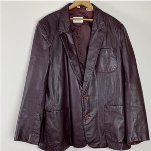70s VINTAGE Men’s  Burgundy Leather Blazer